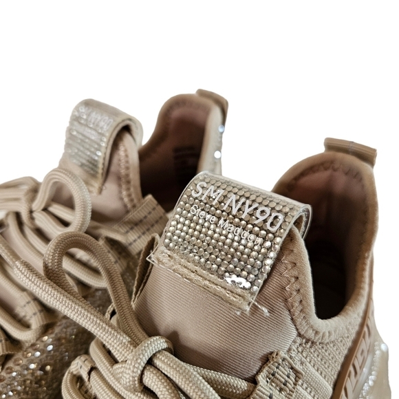 Steve Madden Maxima Rose Gold Lace Up Rhinestone Fashion Sneakers Sz 7.5 - Picture 12 of 14